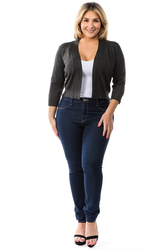 Open Bolero Cardigan: Charcoal Grey