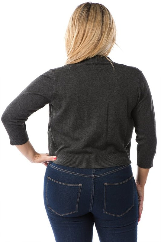 Open Bolero Cardigan: Charcoal Grey