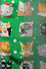 Christmas Cats Silky Scarf: Green