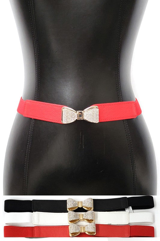 Skinny Bow Belt: Red/Silver