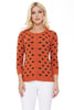 Crew Neck Cat Cardigan: Orange
