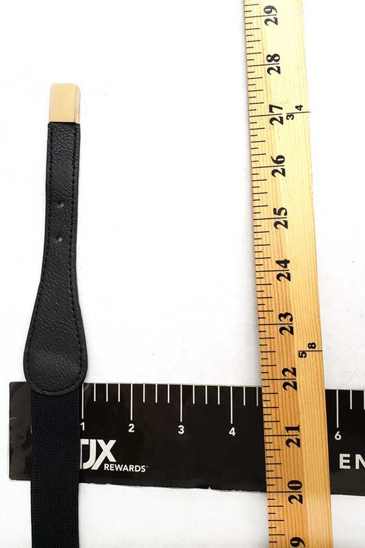 Skinny Gold Buckle Belt: Black