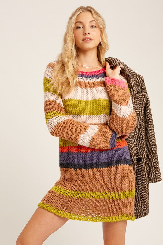 Knit Striped Sweater Dress