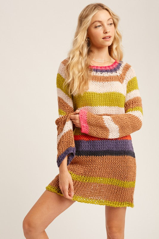 Knit Striped Sweater Dress