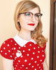 Pop Dots Peter-Pan Collar Pullover: Red