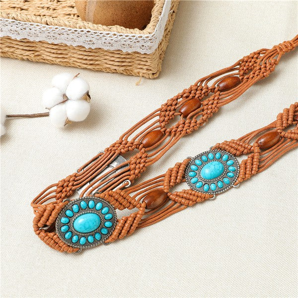 Western Braided Belt: Cognac