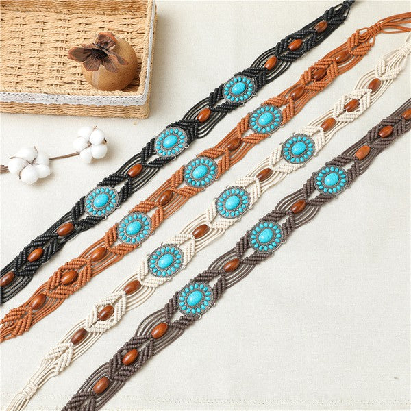 Western Braided Belt: Cognac