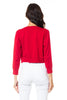Crew Neck Cropped Cardigan: Red