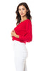 Crew Neck Cropped Cardigan: Red