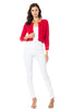 Crew Neck Cropped Cardigan: Red