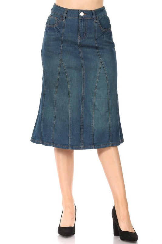 Vintage Wash Denim Aline Skirt