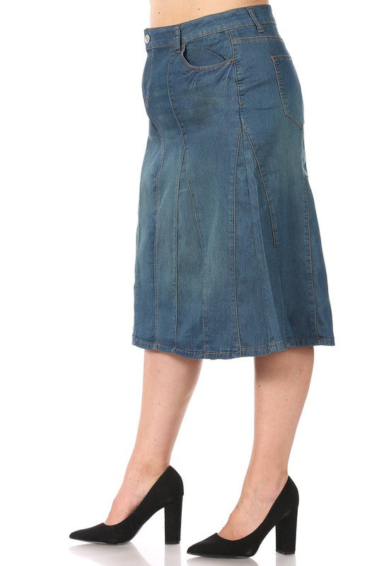 Vintage Wash Denim Aline Skirt