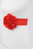 Silk Floral Stretch Belt: Red