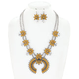 Western Squash Blossom Necklace Set: Yellow