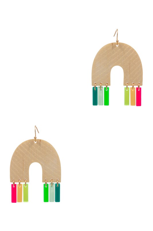 Light Rainbow Wood Earrings