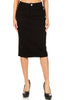 Black Stretch Twill Pencil Skirt