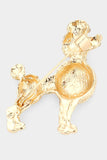 Tiny Rhinestone Poodle Brooch: Gold