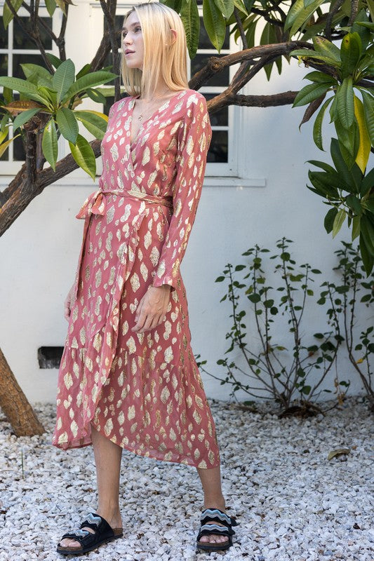 Gold Leafed Wrap Dress