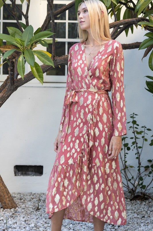 Gold Leafed Wrap Dress
