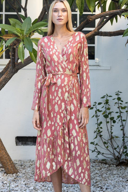 Gold Leafed Wrap Dress