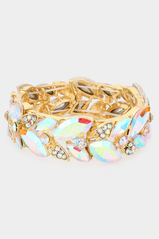 Marquise Rhinestone Bracelet: Crystal Gold