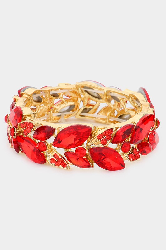 Marquise Rhinestone Bracelet: Ruby Red