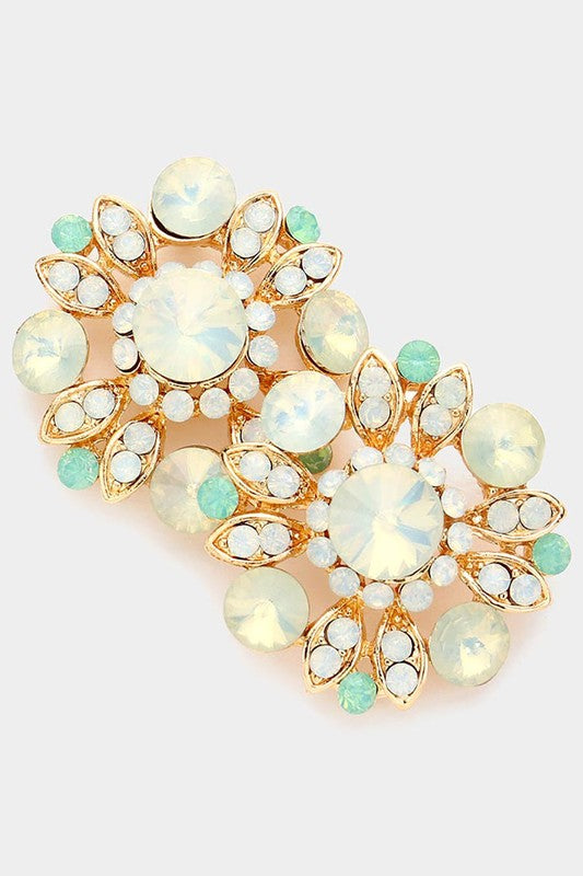 Vintage Rhinestone Stud Earrings: Opal