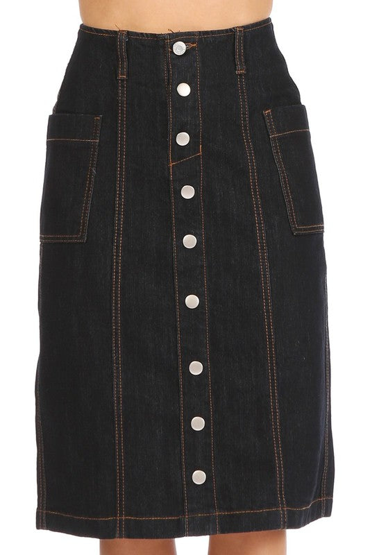 Dark Denim Vintage Style Aline Skirt