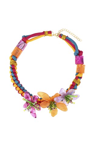 Beaded Weave Necklace: Turq/Multi