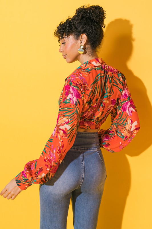 Tropical Tie Blouse