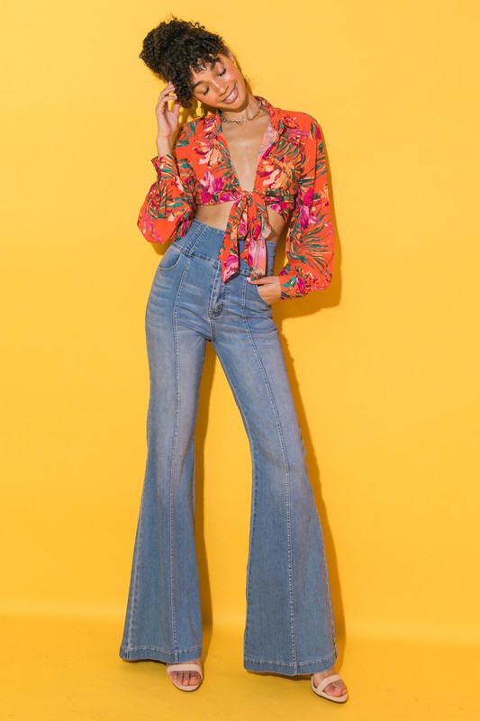 Tropical Tie Blouse