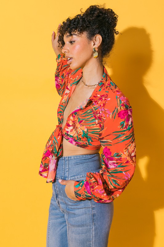 Tropical Tie Blouse