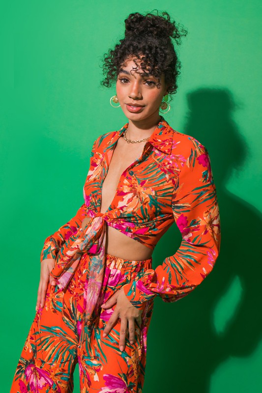 Tropical Tie Blouse