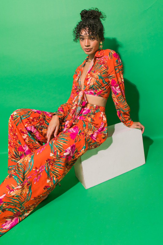Tropical Tie Blouse
