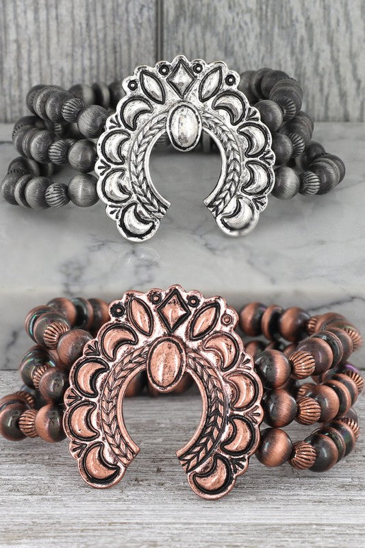 Western Squash Blossom Bracelet: Copper