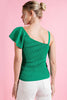 One Shoulder Knit Top: Green