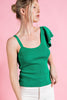 One Shoulder Knit Top: Green