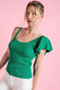 One Shoulder Knit Top: Green