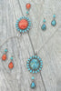 Western Concho Necklace Set: Turq-Red