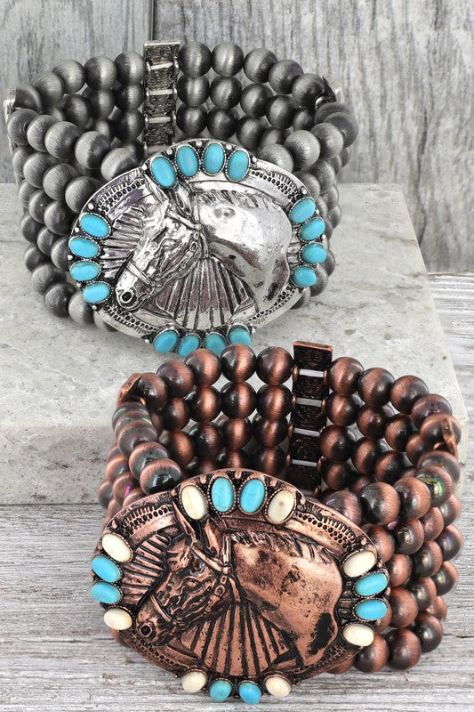 Western Horse Bracelet: Silver