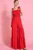 Red Ribbon Smocked Jumpsuit