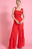 Red Ribbon Smocked Jumpsuit