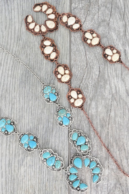 Western Rodeo Stone Necklace: Cream & Copper