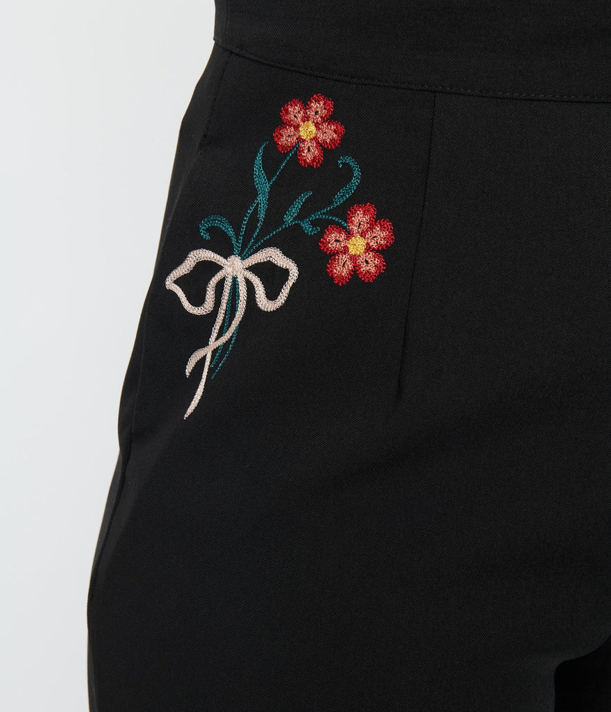 Embroidered Wide Leg Pant