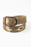 Floral Embroidered Belt: Mocha