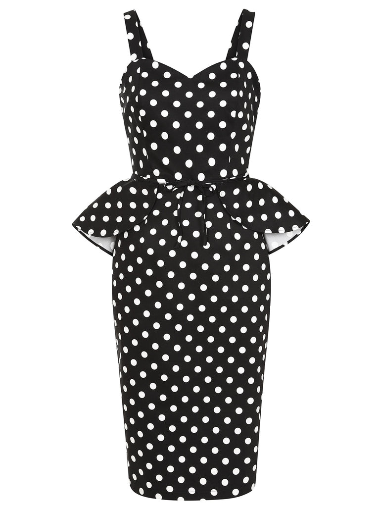 Peplum Polka Dot Pencil Dress