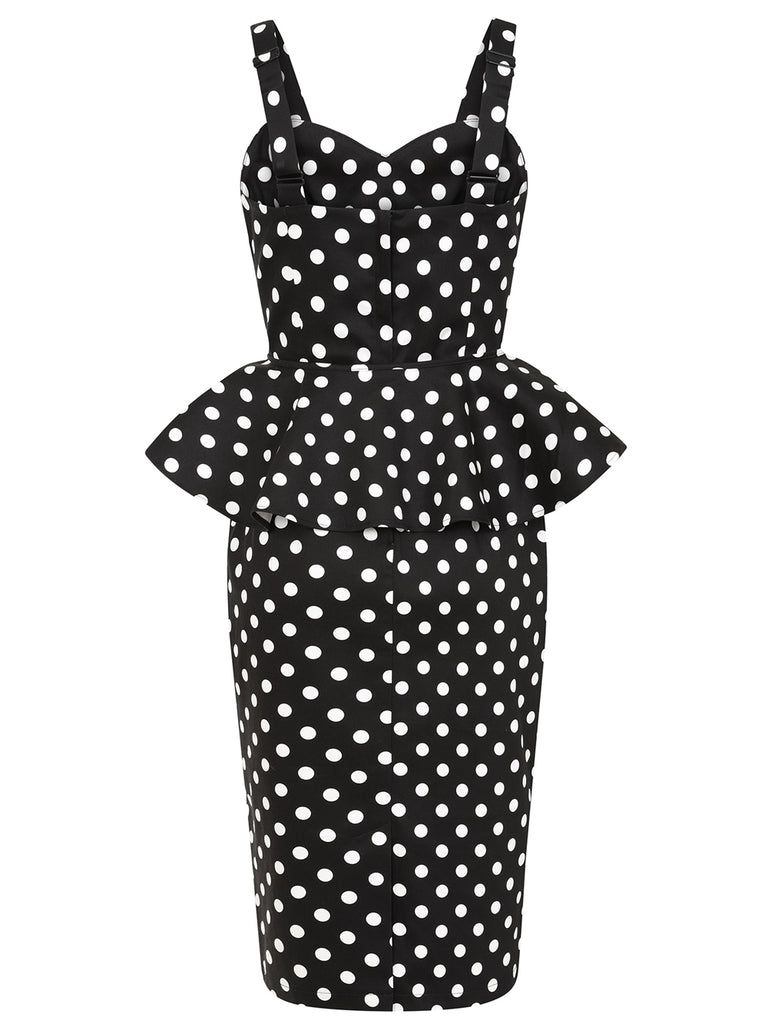 Peplum Polka Dot Pencil Dress