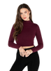 Bamboo Mock Neck Crop Top: Burgundy