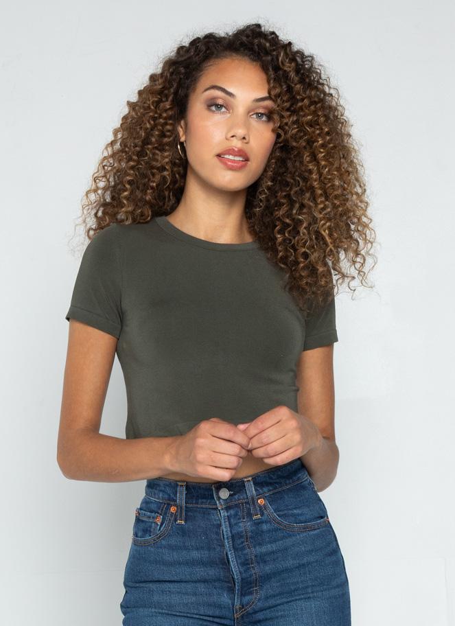 Bamboo Crop Top: Olive Green