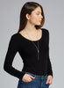 Bamboo Scoop Neck L/S Tee: Black